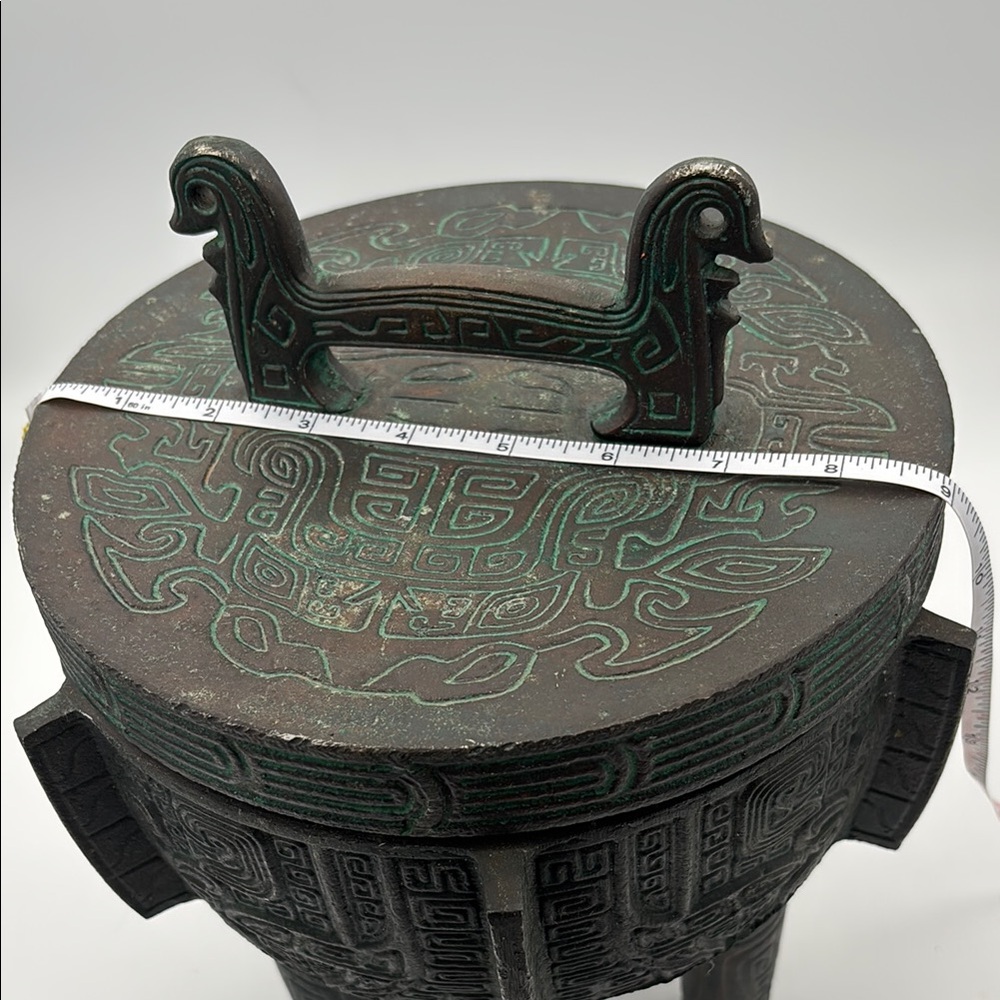 VTG JAMES MONT Verdigris Mid-Century Asian Large ICE BUCKET w/ Liner - Picture 8 of 9
